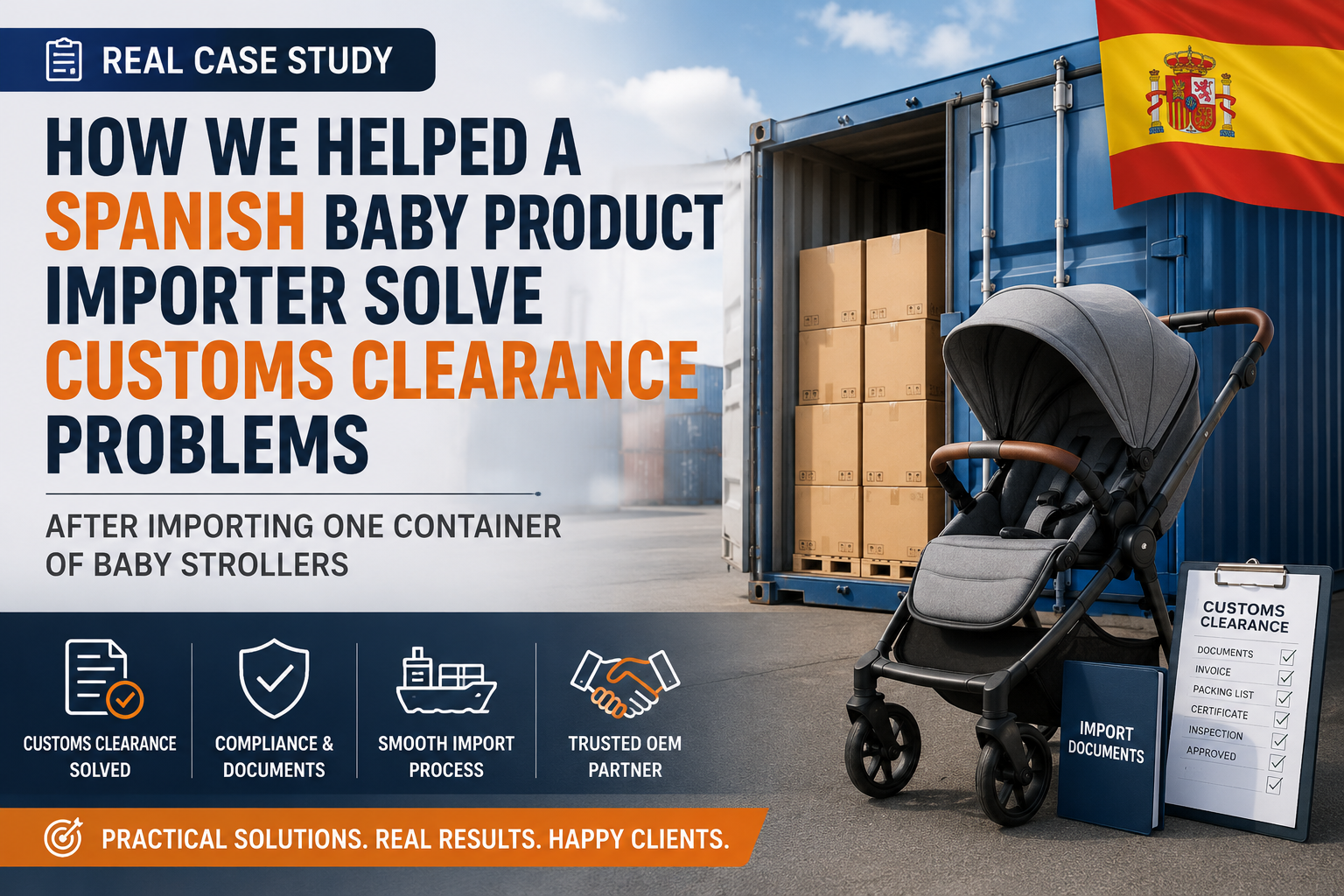 How We Helped a Spanish Baby Product Importer Solve Customs Clearance Problems After Importing One Container of Baby Strollers