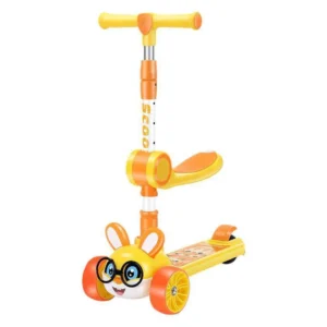 Cartoon 3-Wheel Kids Scooter with Seat & Adjustable Handlebar