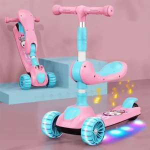 3-Wheel Light-Up Kids Scooter with Seat & Music