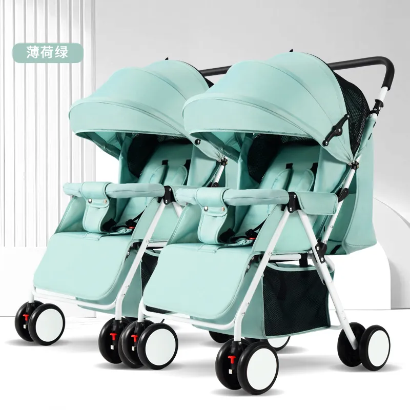 Side-by-Side Double Baby Stroller with Dual Canopies - Image 3