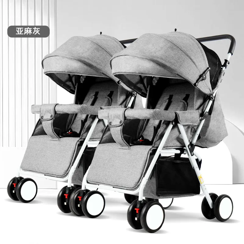 Side-by-Side Double Baby Stroller with Dual Canopies - Image 2