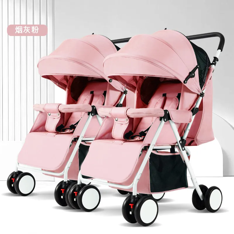 Side-by-Side Double Baby Stroller with Dual Canopies - Image 4