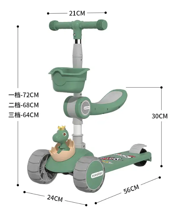 3 Wheel Kids Scooter with Seat and Basket | OEM & Wholesale - Image 6