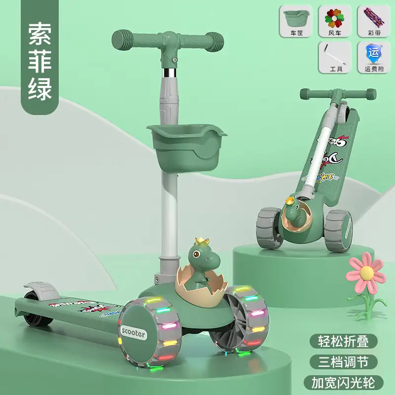 3 Wheel Kids Scooter with Seat and Basket | OEM & Wholesale - Image 4